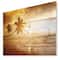 Designart - Beautiful Palms at the Caribbean Beach - Seascape Print on Natural Pine Wood